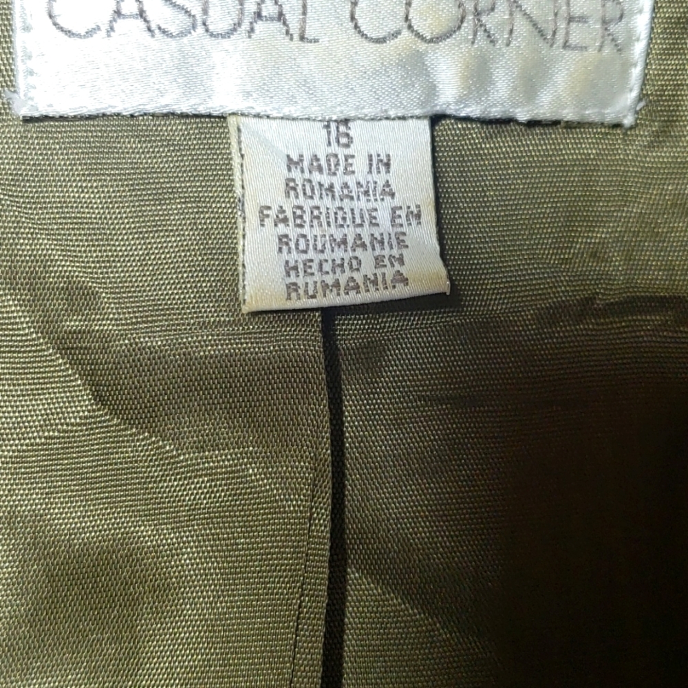 Vintage Casual Corner Women's Beige/Green Jacket Size 16 MadeiIn Romania - Picture 11 of 11